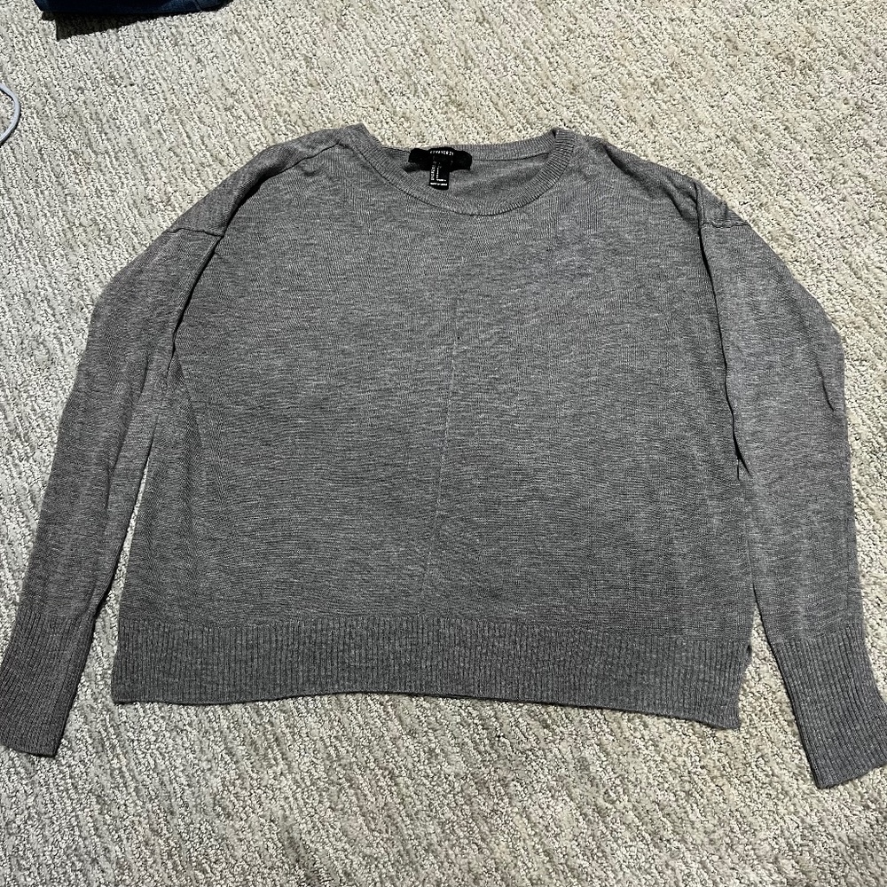 grey rib knit sweater